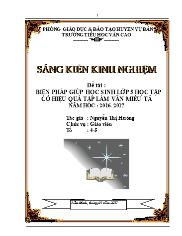 Sáng kiến kinh nghiệm Biện pháp giúp học sinh lớp 5 học tập có hiệu quả Tập làm văn miêu tả