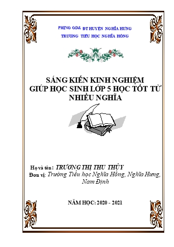 Sáng kiến kinh nghiệm Một số biện pháp giúp học sinh lớp 5 học tốt từ nhiều nghĩa