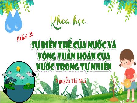 Bài giảng Khoa học 5 (Kết nối tri thức) - Bài 2: Sự biến thể của nước và vòng tuần hoàn của nước trong tự nhiên - Nguyễn Thị Mai