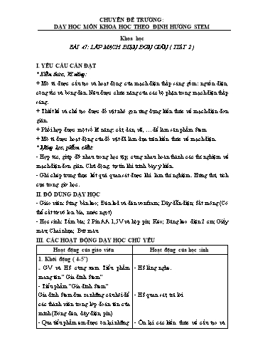 Giáo án Khoa học Steam Lớp 5 - Bài 47: Lắp mạch điện đơn giản (Tiết 2)