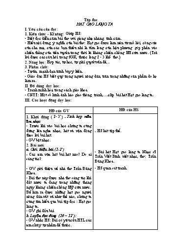Giáo án Tiếng Việt 5 (Đọc) Sách Kết nối tri thức - Bài: Hạt gạo làng ta