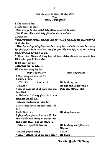 Giáo án Toán Lớp 5 (Kết nối tri thức) - Tiết 64: Luyện tập - Năm học 2022-2023 - Nguyễn Thị Thường