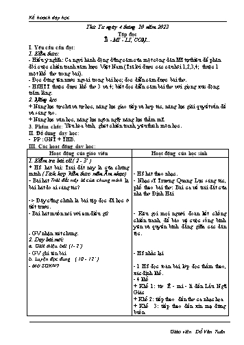 Kế hoạch bài dạy Tiếng Việt 5 (Đọc) Sách Kết nối tri thức - Bài: Ê-mi-li, con... - Năm học 2023-2024 - Đỗ Văn Tuân